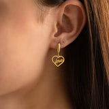 Dangle Heart Name Earrings Personalized Stainless Steel Name Earrings