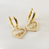 Dangle Heart Name Earrings Personalized Stainless Steel Name Earrings