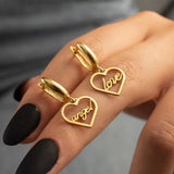 Dangle Heart Name Earrings Personalized Stainless Steel Name Earrings