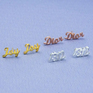 Personalised Name Earrings For Women Stainless Steel Initials Stud Earrings