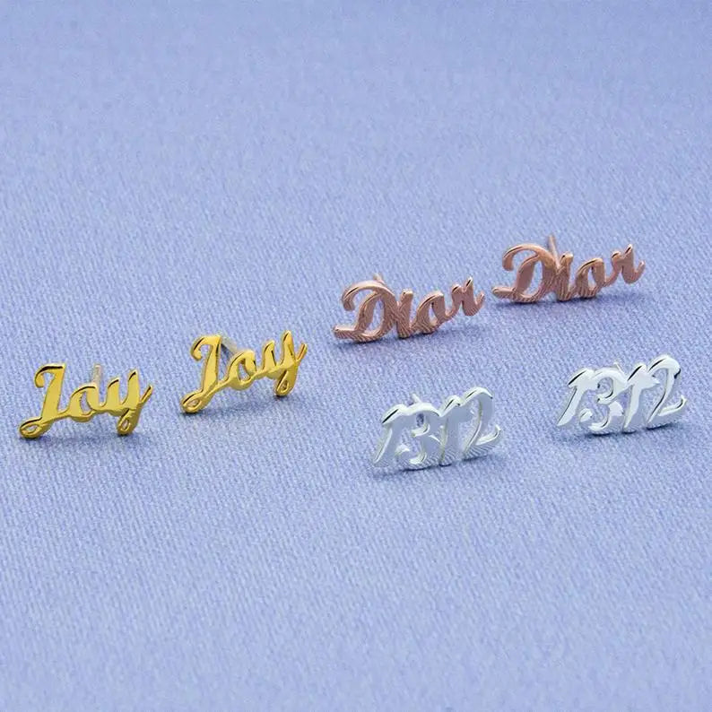Personalised Name Earrings For Women Stainless Steel Initials Stud Earrings