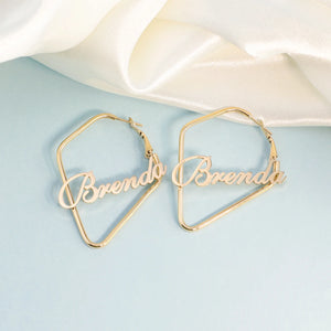 Geometric Dangler Earring Personalized Name Earring Stainless Steel