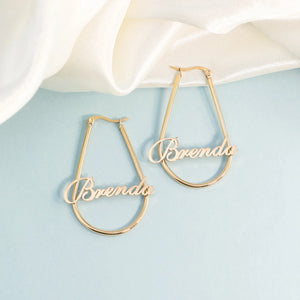 Geometric Dangler Earrings Personalized Name 1pair Stainless Steel