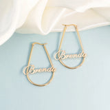 Geometric Dangler Earrings Personalized Name 1pair Stainless Steel
