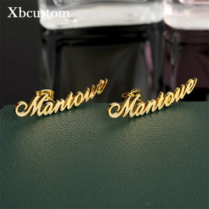 Personalized Name Earrings Stainless Steel Studs for Women