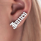 Name Earrings, Minimalist Personalized Studs, Dainty Gift
