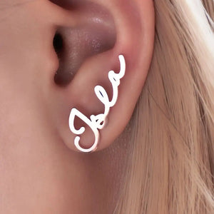 Name Earrings, Minimalist Personalized Studs, Dainty Gift