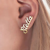 Name Earrings, Minimalist Personalized Studs, Dainty Gift