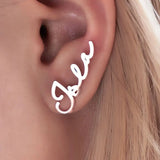 Name Earrings, Minimalist Personalized Studs, Dainty Gift