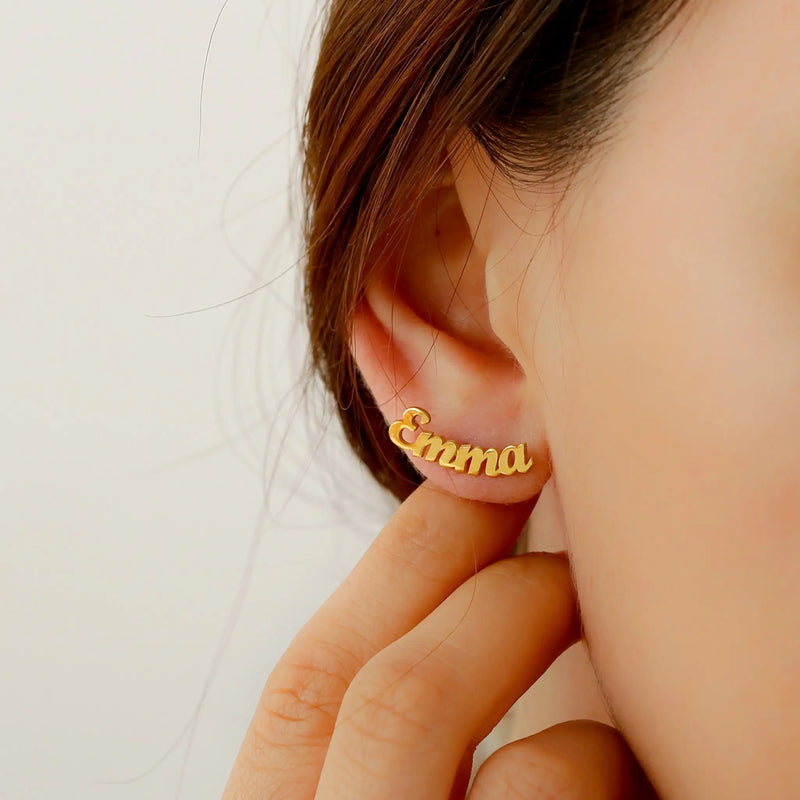 Custom Name Stud Earrings - Personalized Jewelry for Her