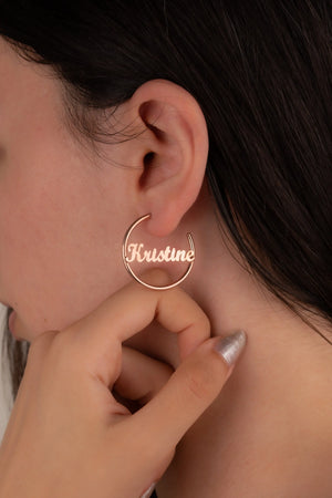 Name Earrings - Personalized Round Earrings - Minimalist Jewelry