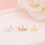 Personalized Stud Earrings, Minimalist Stainless Steel Name Earrings