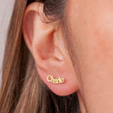 Personalized Stud Earrings, Minimalist Stainless Steel Name Earrings