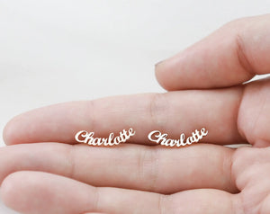 Personalized Name Earrings - Stainless Steel Custom Jewelry for Mothers