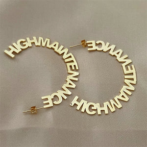 Name Earrings Personalized Jewelry Stainless Steel Boho Hoops