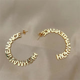 Name Earrings Personalized Jewelry Stainless Steel Boho Hoops