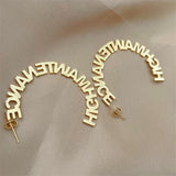 Name Earrings Personalized Jewelry Stainless Steel Boho Hoops