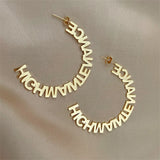 Name Earrings Personalized Jewelry Stainless Steel Boho Hoops