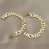 Name Earrings Personalized Jewelry Stainless Steel Boho Hoops