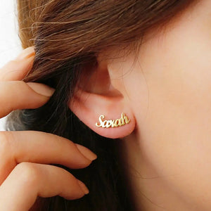 Name Earrings, Personalized Name Stud Earrings, Stainless Steel