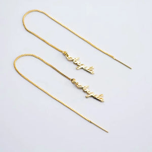Personalized Name Threader Earrings Stainless Steel Dangle Ear Chain Women