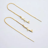 Personalized Name Threader Earrings Stainless Steel Dangle Ear Chain Women