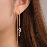 Personalized Name Threader Earrings Stainless Steel Dangle Ear Chain Women