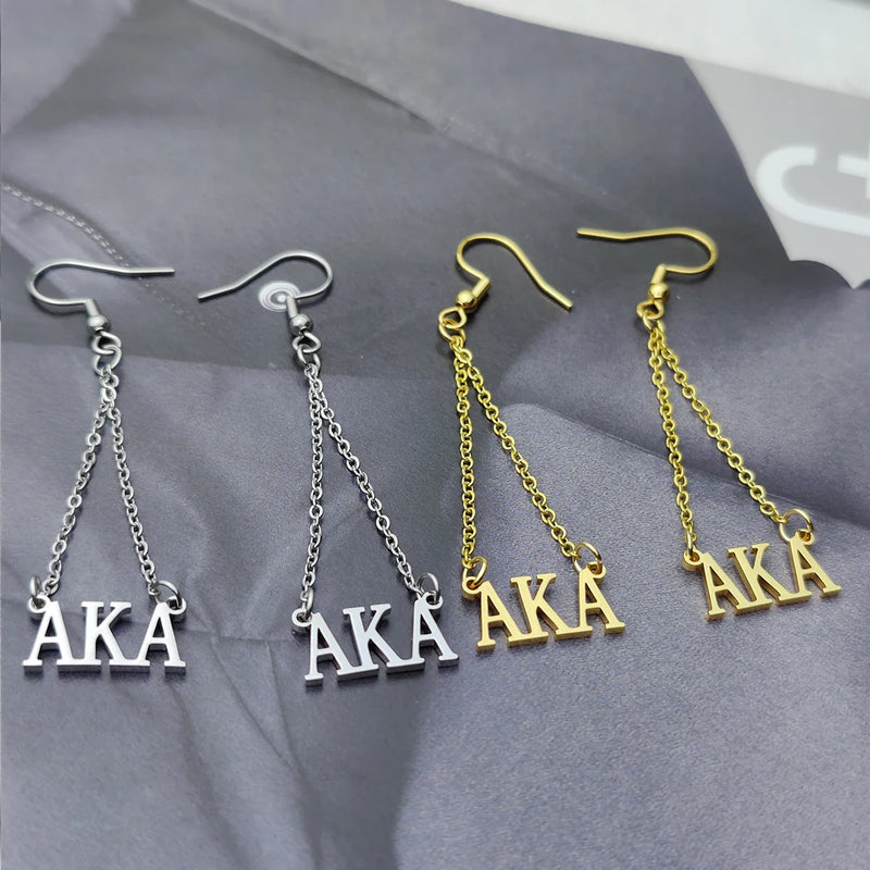 Personalized Name Threader Earrings Stainless Steel Dangle Long Chain Ear Line