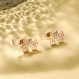 Personalized Stainless Steel Elephant Initial Name Earrings
