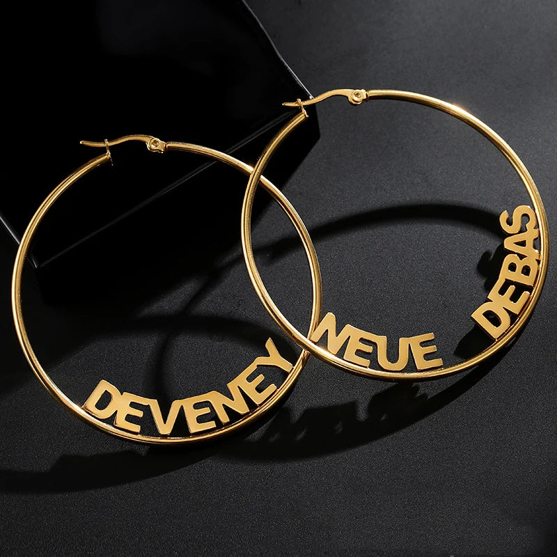 Personalized Stainless Steel Name Hoops Earring