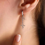 Name Earrings Personalized Vertical Pendant Fishhook Earrings