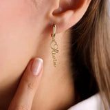 Name Earrings Personalized Vertical Pendant Fishhook Earrings