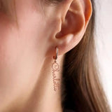 Name Earrings Personalized Vertical Pendant Fishhook Earrings