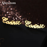 Personalized Name Earrings Stainless Steel Studs Women Birthday Gift