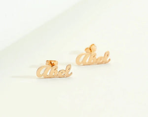 Name Earrings, Stainless Steel Studs, Personalized Gift