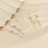 Floral Stainless Steel Name Earrings - Custom Birth Flower Jewelry
