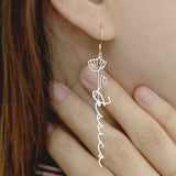 Floral Stainless Steel Name Earrings - Custom Birth Flower Jewelry