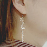 Floral Stainless Steel Name Earrings - Custom Birth Flower Jewelry