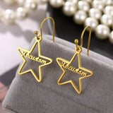 Personalized Cursive Letter Name Star Earrings Stainless Steel Jewelry
