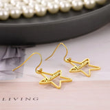 Personalized Cursive Letter Name Star Earrings Stainless Steel Jewelry