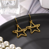 Personalized Cursive Letter Name Star Earrings Stainless Steel Jewelry