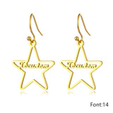 Personalized Cursive Letter Name Star Earrings Stainless Steel Jewelry