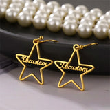 Personalized Cursive Letter Name Star Earrings Stainless Steel Jewelry