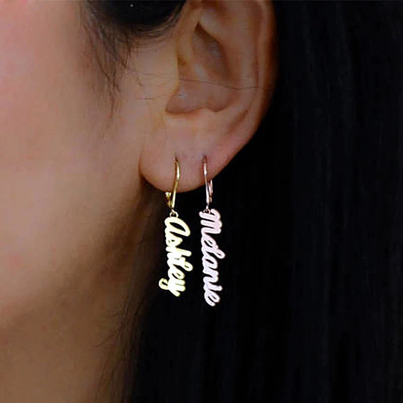 Personalized Name Earrings Stainless Steel Women's Nameplate Jewelry