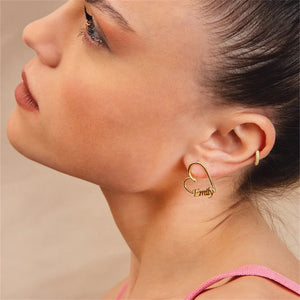 Name Earrings with Heart Studs Personalized Jewelry