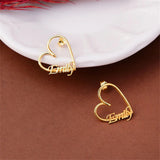 Name Earrings with Heart Studs Personalized Jewelry