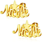 Name Earrings Star Plated Stainless Steel Stud Earrings
