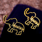 Custom Elephant Earrings Nameplate Stainless Steel Letter Charm