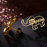 Custom Elephant Earrings Nameplate Stainless Steel Letter Charm