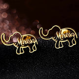 Custom Elephant Earrings Nameplate Stainless Steel Letter Charm
